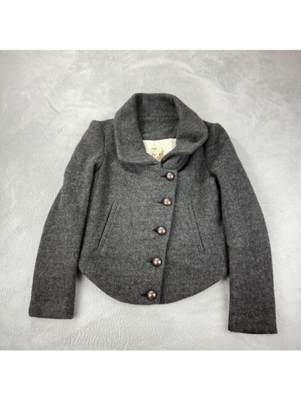 Evisu NWT Women's Size 2 US Wool Blend Cropped Pea Coat Jacket